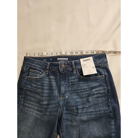 NEW Sonoma Mid Rise Straight Capri Jeans Blue Women's Size 10 Stretch - Picture 3 of 5